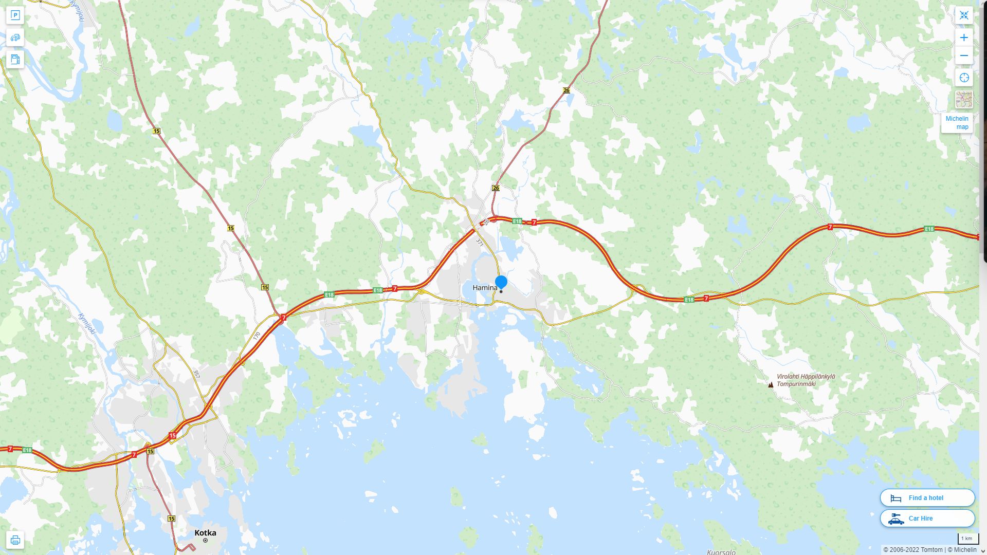 Hamina Finlande Autoroute et carte routiere